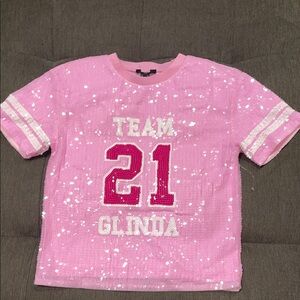 Pink Sequin Kids Team GLINDA Shirt From Forever 21 Size 7/8 Wicked